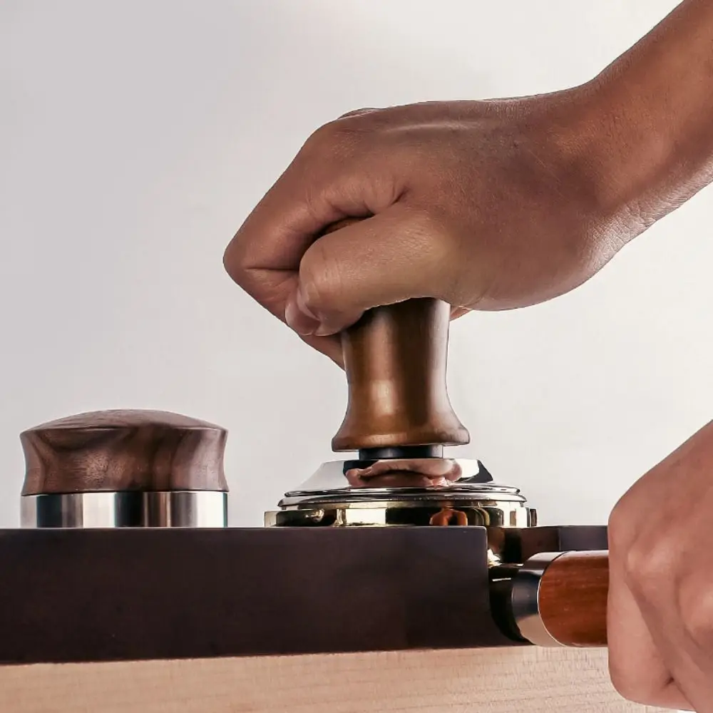 Premium 51/53/58MM Coffee Tamper Wooden Handle Durable DIY Coffee Tool Stainless Steel Base Pressure Hammer Professional Use