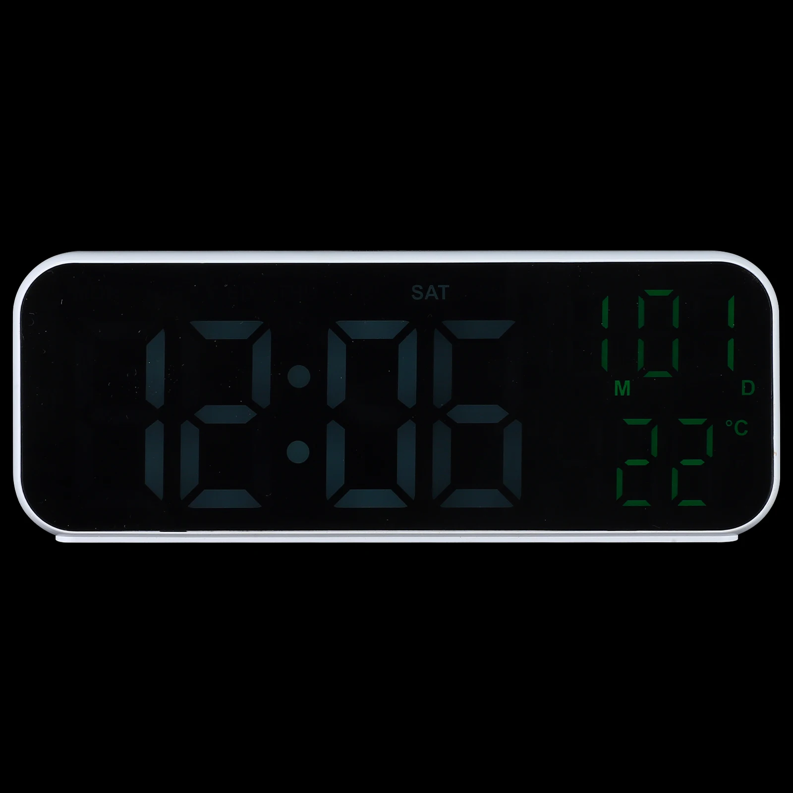 

Digital Alarm Clock LED Desktop Multifunction Temperature Date Display Brightness Adjustable Kids Bedroom Travel Plastic