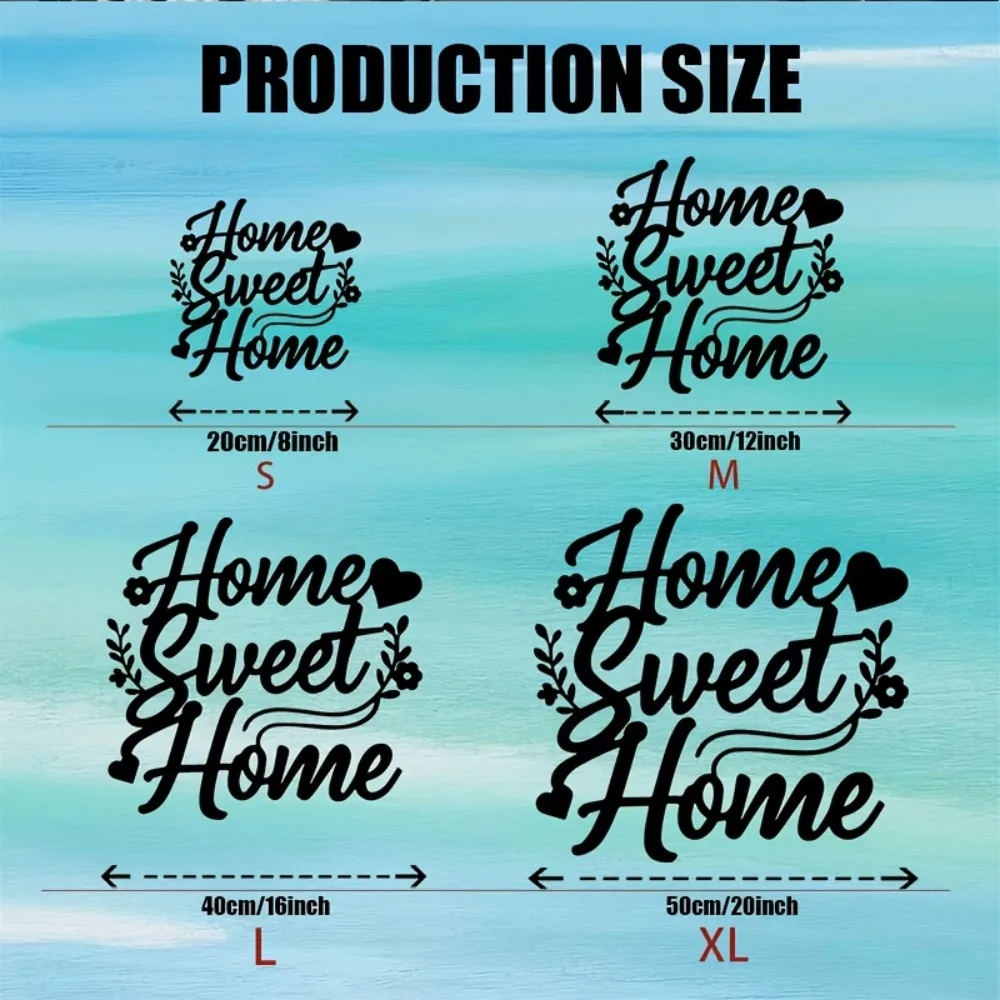 CIFBUY Iron Wall Art Home Sweet Home Metal Sign Floral Heart Handwritten Decor For Living Room Porch Housewarming Gift