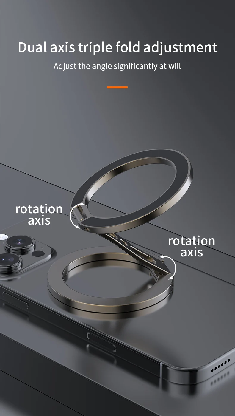 Starker Magnetischer Telefonhalter für MagSafe Doppelseitiger Magnet-Fingerring-Ständer für Desktop-Fitness Klappbare Halterung für Phone 17 16 – Detail 12