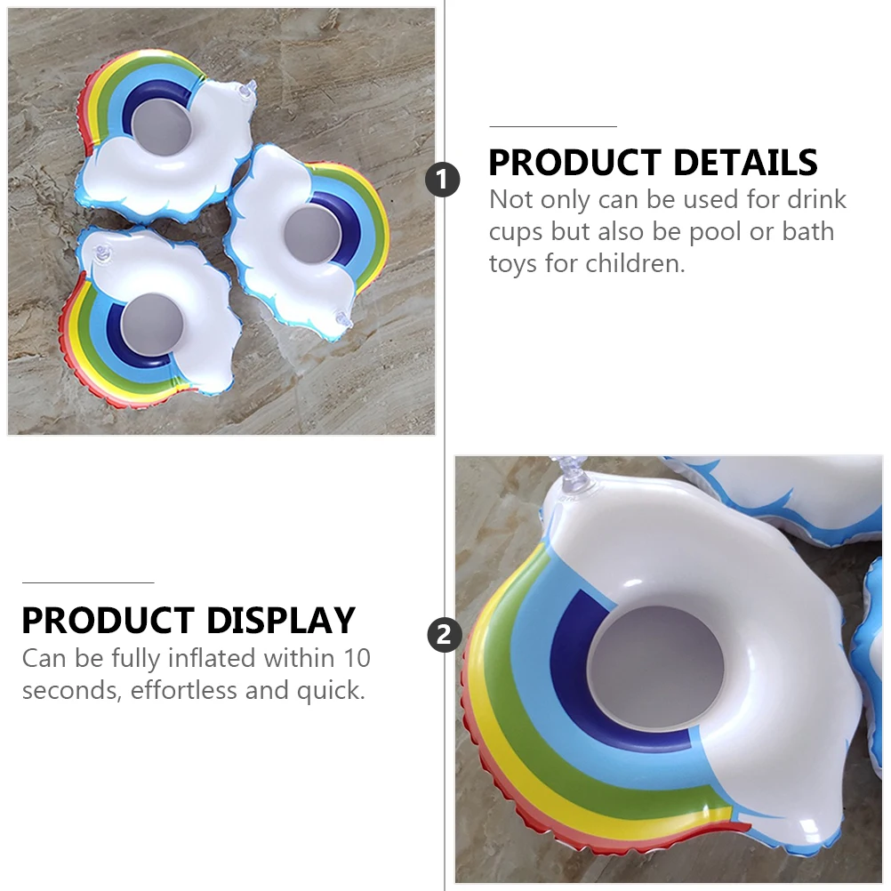 4 stücke Regenbogen Aufblasbare Getränkehalter Pool Float Wiederverwendbare Tasse Schwimmt Für Party Strand Schwimmen Kinder Bad