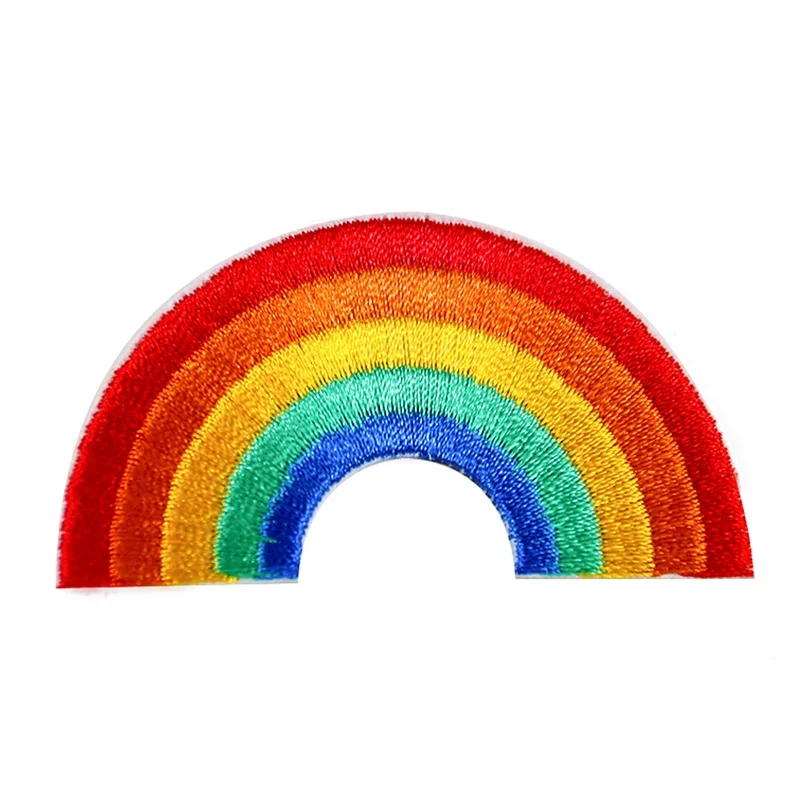 2PCS Rainbow Patch Stripes Badge Embroidery Applique Iron on Patches for Clothes Stickers Handmade DIY Apparel Sewing Supplies