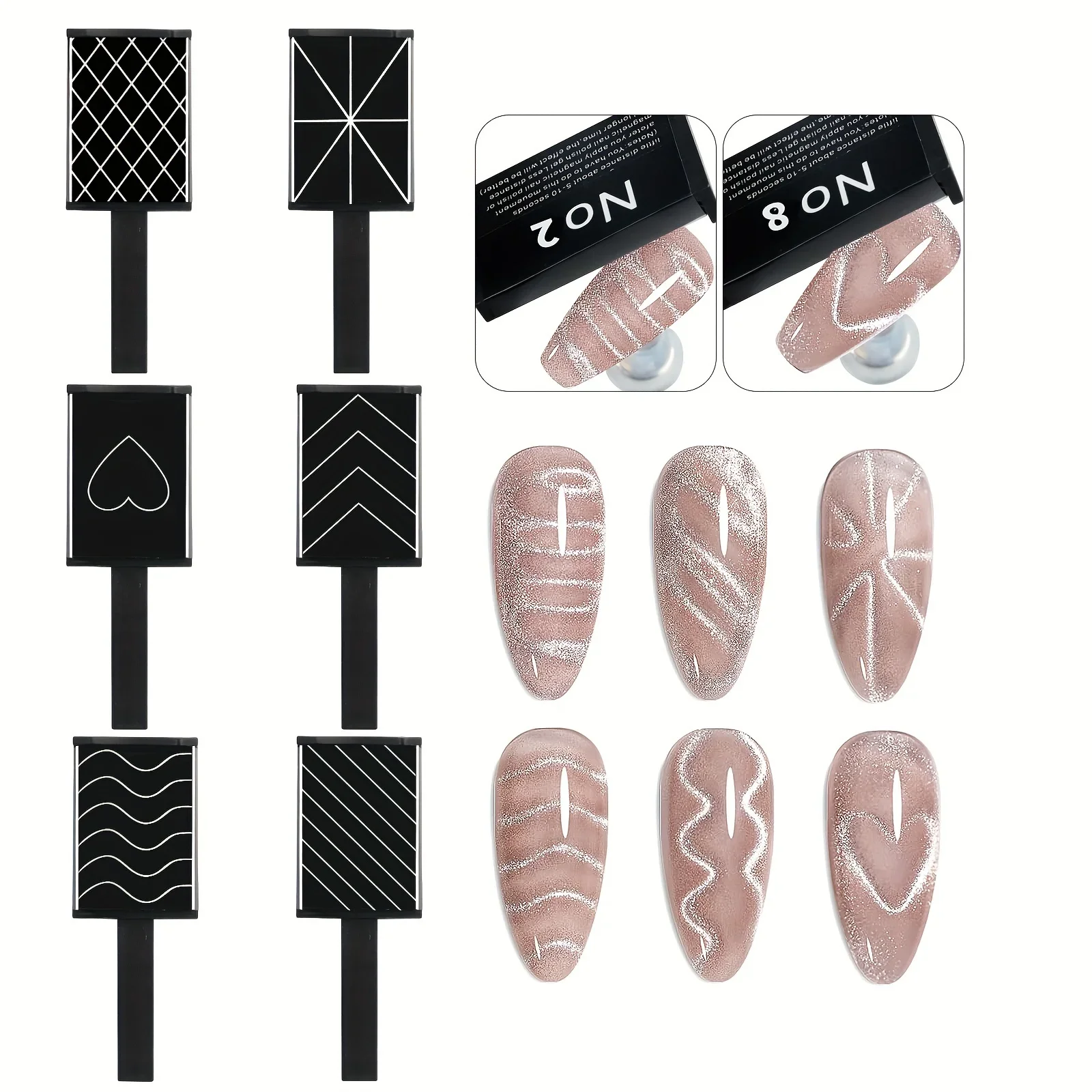 12pcs Magnet Stick Wand Set For 3D Magnetic Cat Eye Gel Lightning & Plum Blossom Designs UV Gel Magnet Stick Nail Art Tools