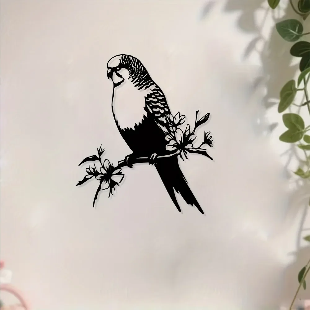 CIFBUY Wrought Iron Parrot Wall Art Rustproof Bird Sculpture Decor for Home Garden Fence Outdoor Metal Sign