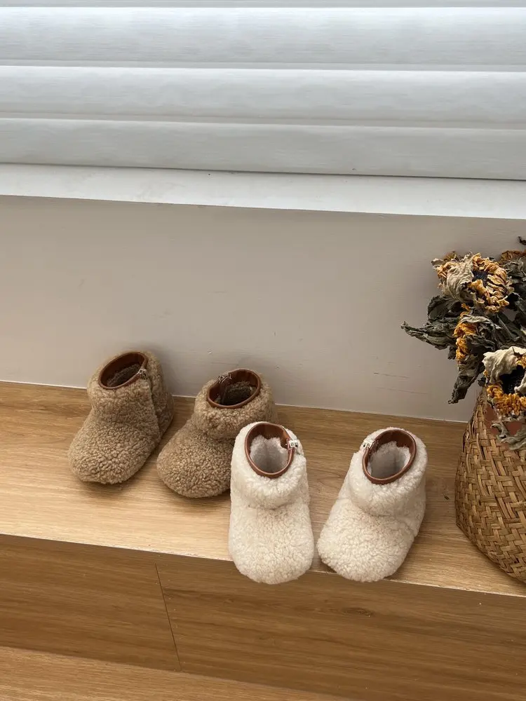 2026 Winter Neue Kinder-Knöchelstiefel Flauschig Warme Plüsch-Kurzstiefel für Jungen und Mädchen Runde Spitze Outdoor-Baumwollschuhe – Detail 7
