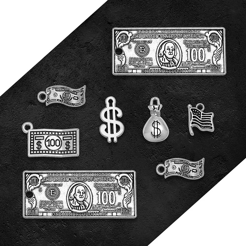 10-50 pz/lotto dollaro antico Money Bag Flag Charms 7.4 USA pendenti per orecchini fai da te gioielli che fanno risultati forniture accessori