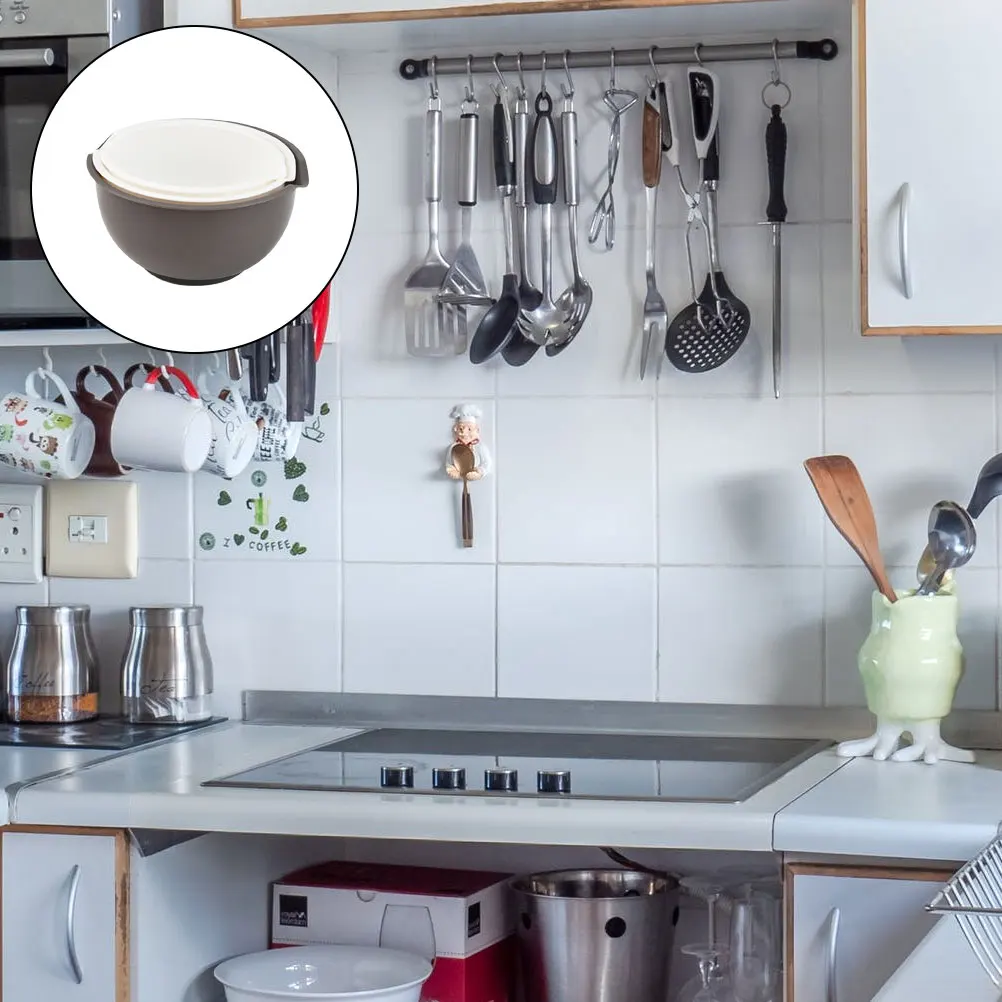 

3pcs Salad Bowl Plastic Multi-Function Snack Container For Fruit Vegetable Storage Kitchen Tableware Lightweight Portable Bowl