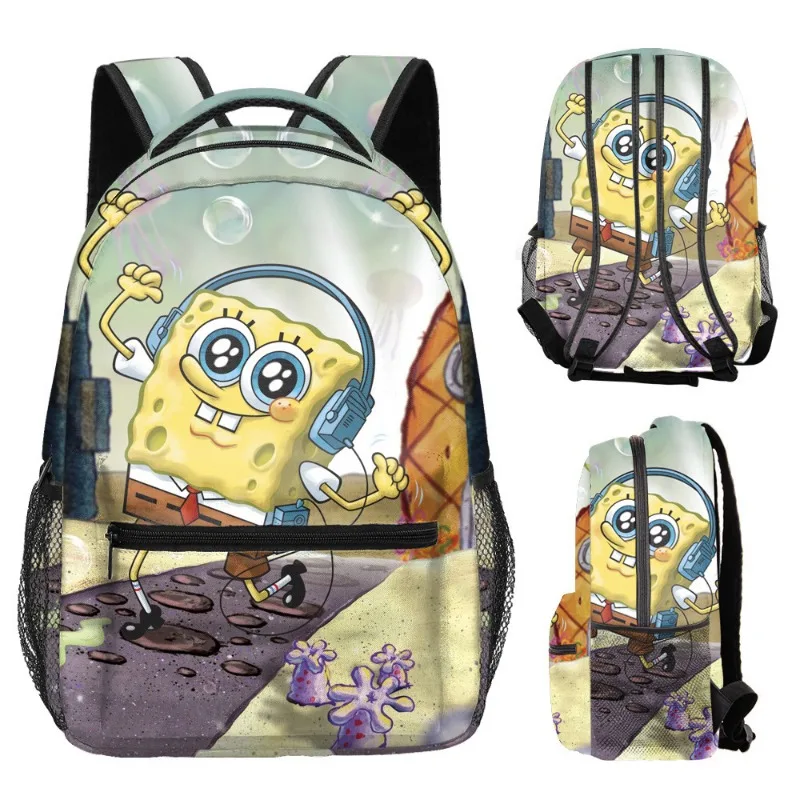 SpongeBob Kawaii plecaki dziewczęce chłopięce tornister o dużej pojemności dwustronny nadruk plecak szkolny Cartoon torby na laptopa Mochila