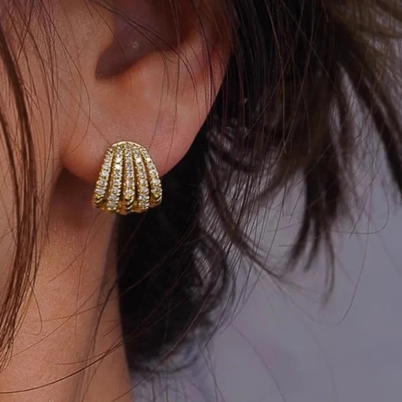 

CAOSHI Fashion Lady Hoop Earrings with Claws Shape Shiny Zirconia Jewelry Stylish Sparkling Gold Color/Silver Color Accessories
