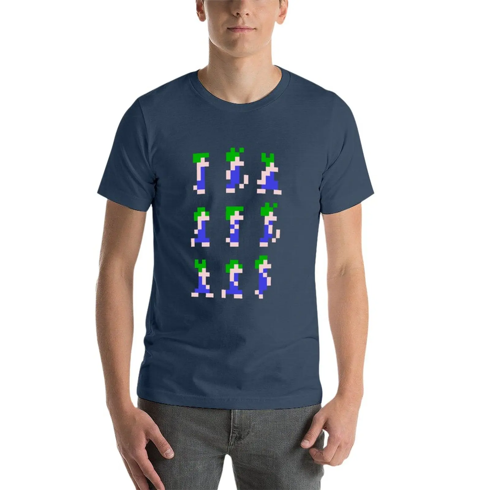 Lemmings-T-shirt Pixel Art pour hommes, cycle de marche, grande taille, mode vintage, vêtements lourds, nouveau