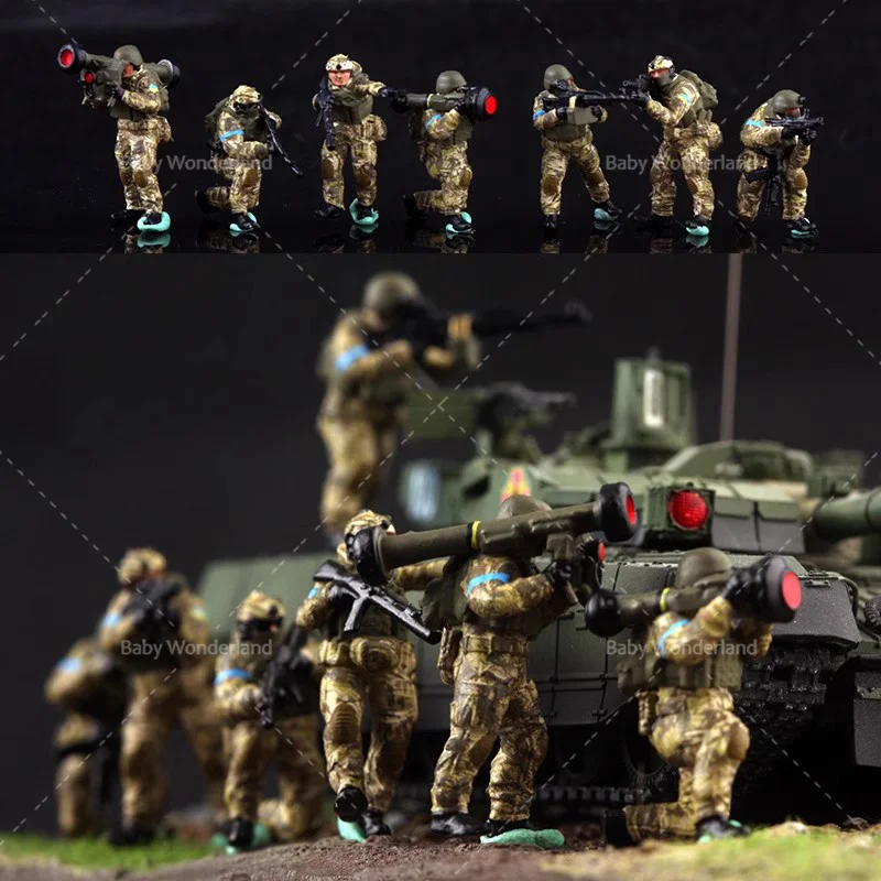 

In Stock 1/72 Ukrainian Anti Tank Team With 7 Soldiers Figures Unpainted Model Creative Scene Vehicle Toys