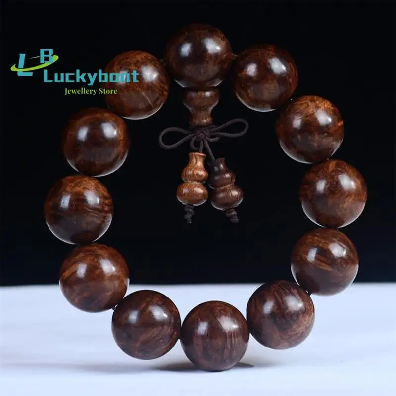 

20mm Big Fruit Red Sandalwood Gall Bracelet Burma Yellow Flower Pear Scar Bead Bracelet Beads Rosary Wholesale