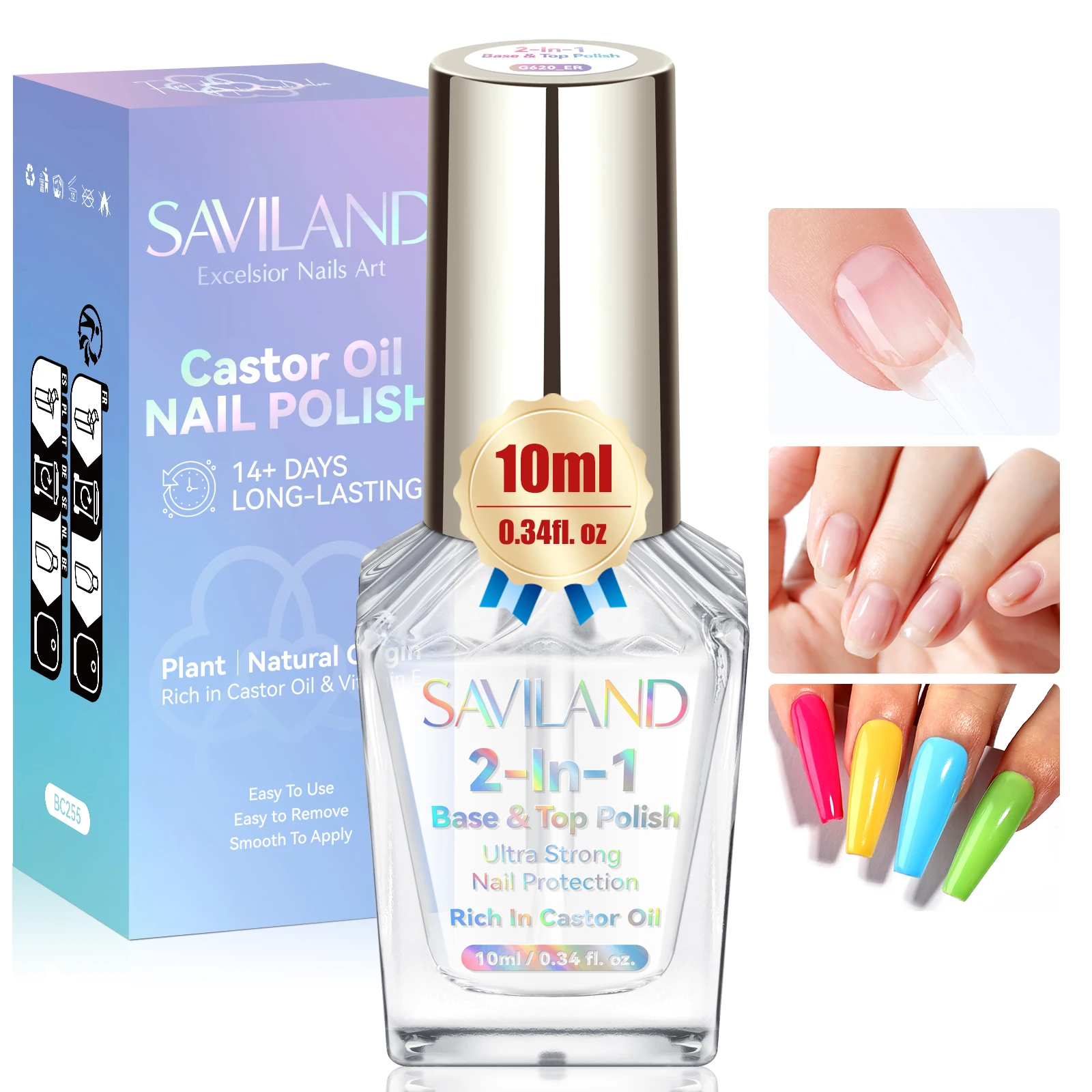 قاعدة أظافر شفافة 2 في 1 من SAVILAND معطف علوي سريع الجفاف وحماية تدوم طويلاً يقاوم التقطيع والبهتان ولمسة نهائية لامعة #1