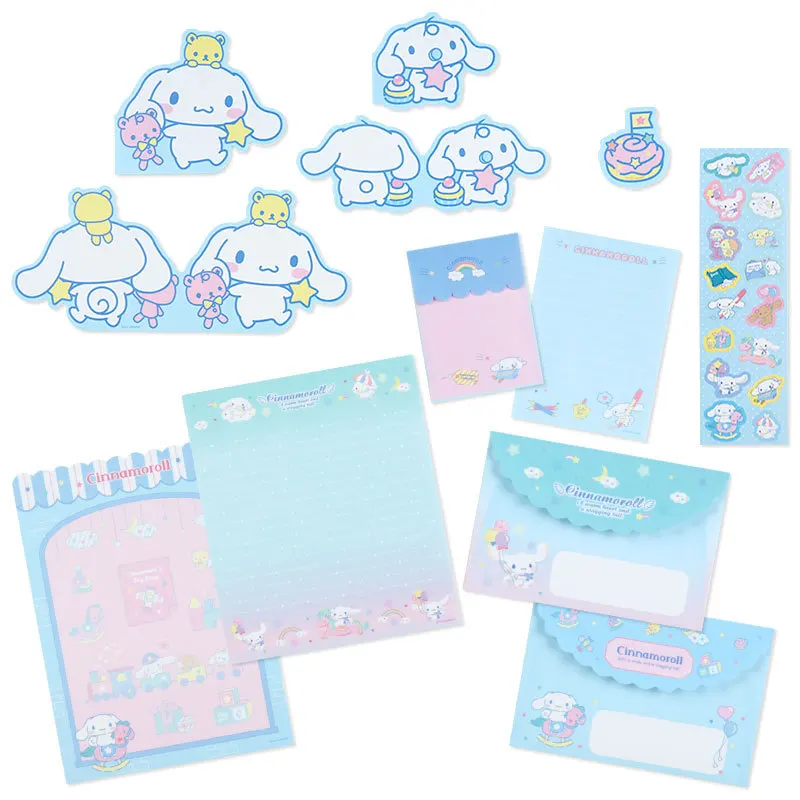 Sanrio Hello Kitty Set Kertas Huruf Amplop Lucu My Melody Kuromi Buku Pegangan Kertas Catatan Kawaii Kartun Anime Stiker Hadiah Anak-anak