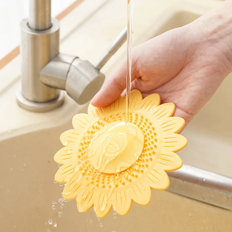 Floor Drain Cover Hair Filter Drainage Deodorizing Cover Washbasin Drain Hair Catcher Silicone Floor Drain Mat