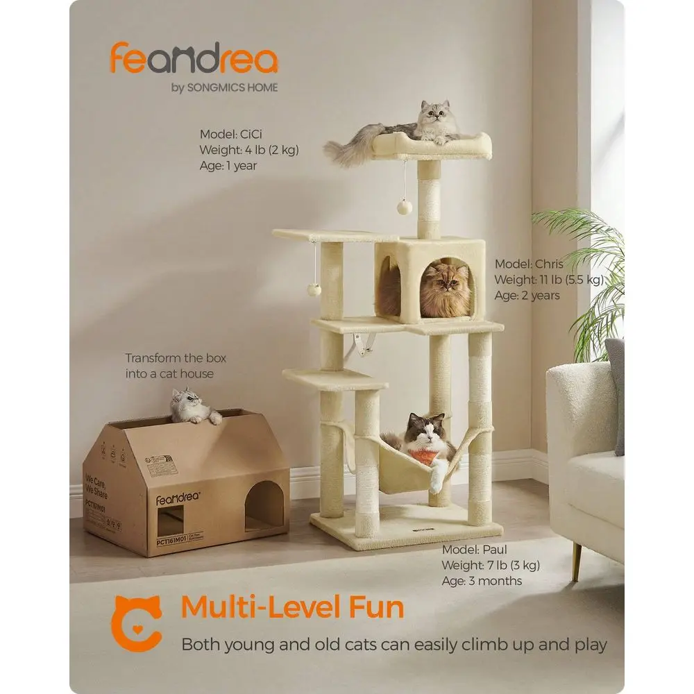 

Cat Tree, Cat Tower, Cat Condo With ching Posts, Hammock, Plush Perch, Cat Activity Center