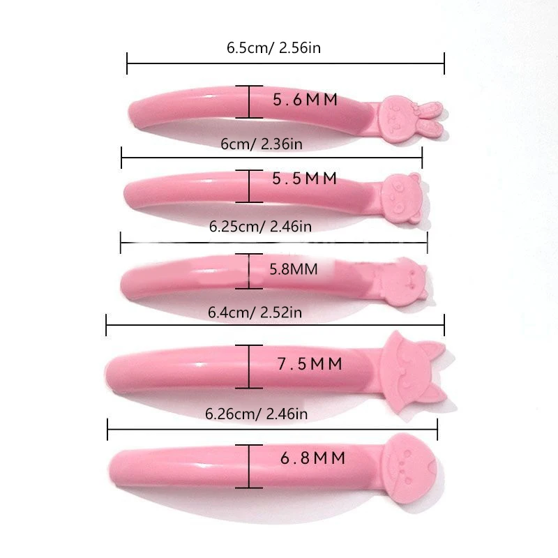 นํากลับมาใช้ใหม่ 5 คู่สีชมพูกาวฟรีซิลิโคน Eyelash Perm Pads Sticky Lashes Rods Shield ยก 3D Eyelash Curler Applicator เครื่องมือ