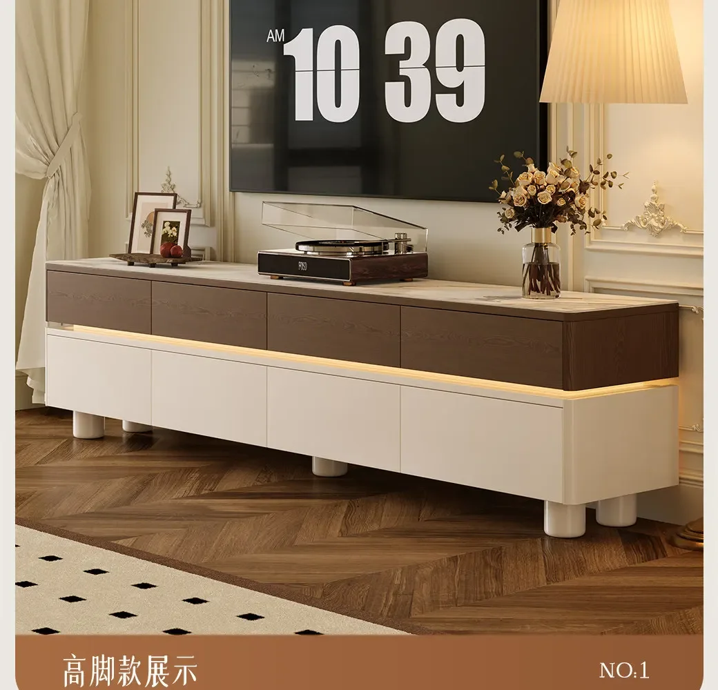 simple TV cabinet living room household floor wooden medium antique rock slab storage locker