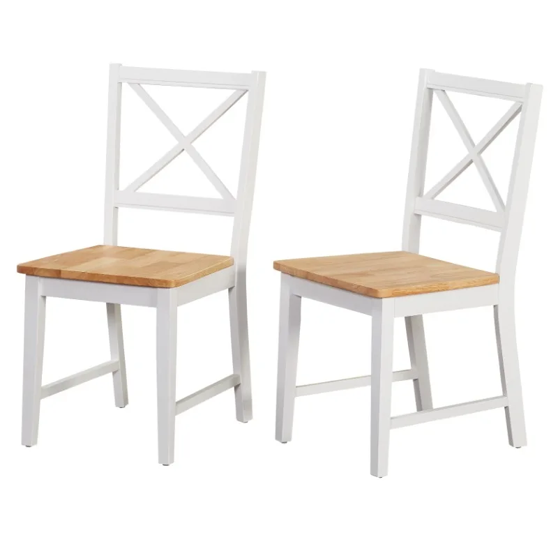 

Virginia Indoor Cross-Back Dining Chair, Set of 2, White/Natural