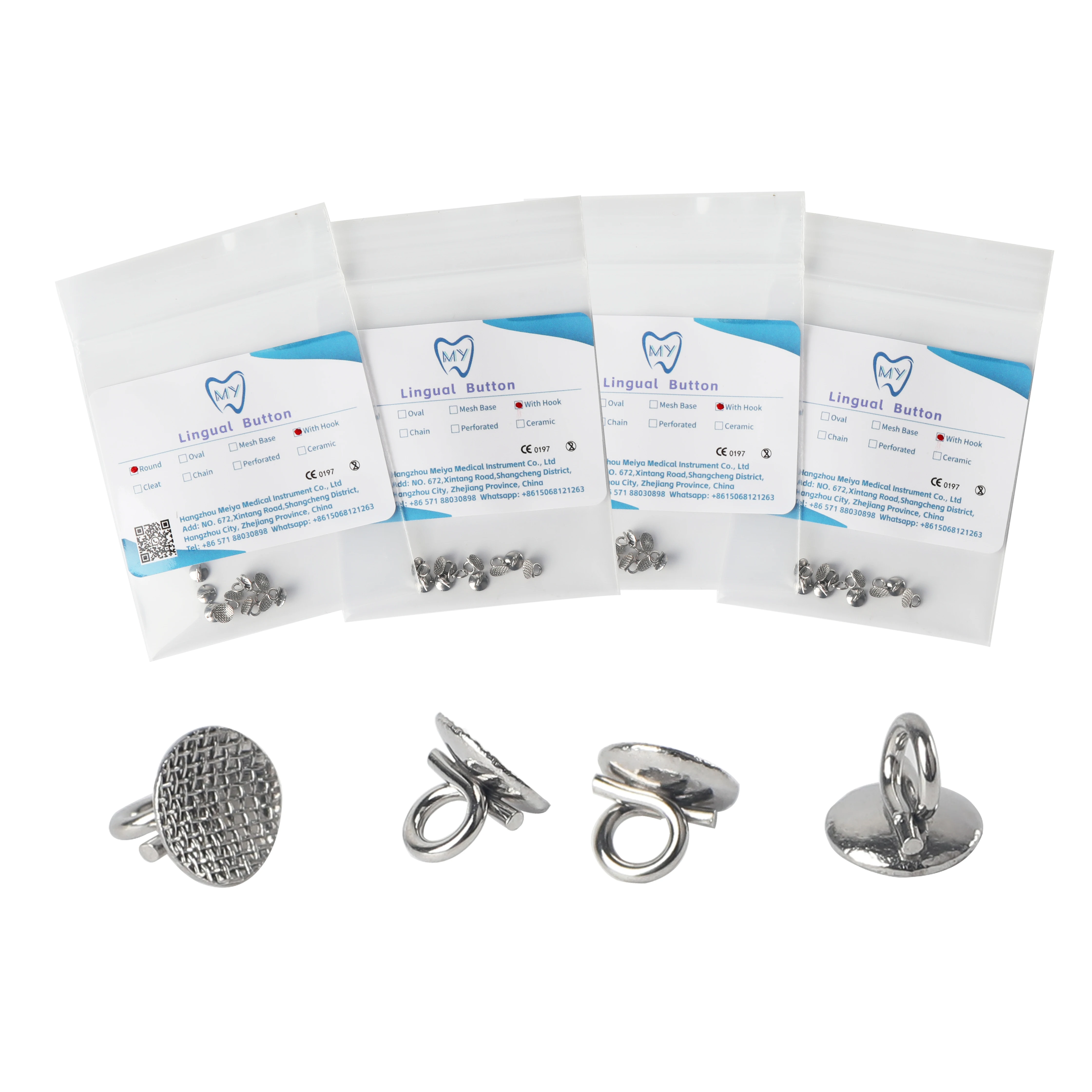 

100Pcs Direct Bond Eyelet Orthodontic Bracket Hook Traction Ceramic Attachment for Teeth Alignment Dental Orthodontic