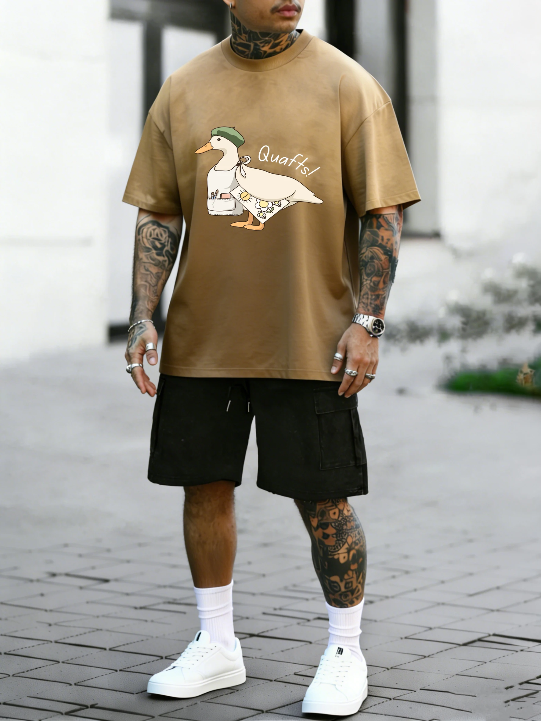 

Мужская футболка с принтом «Большой гусь, который любит рисовать», в стиле тай-дай, спортивная повседневная футболка, летняя модная одежда, хлопковый комплект с короткими рукавами