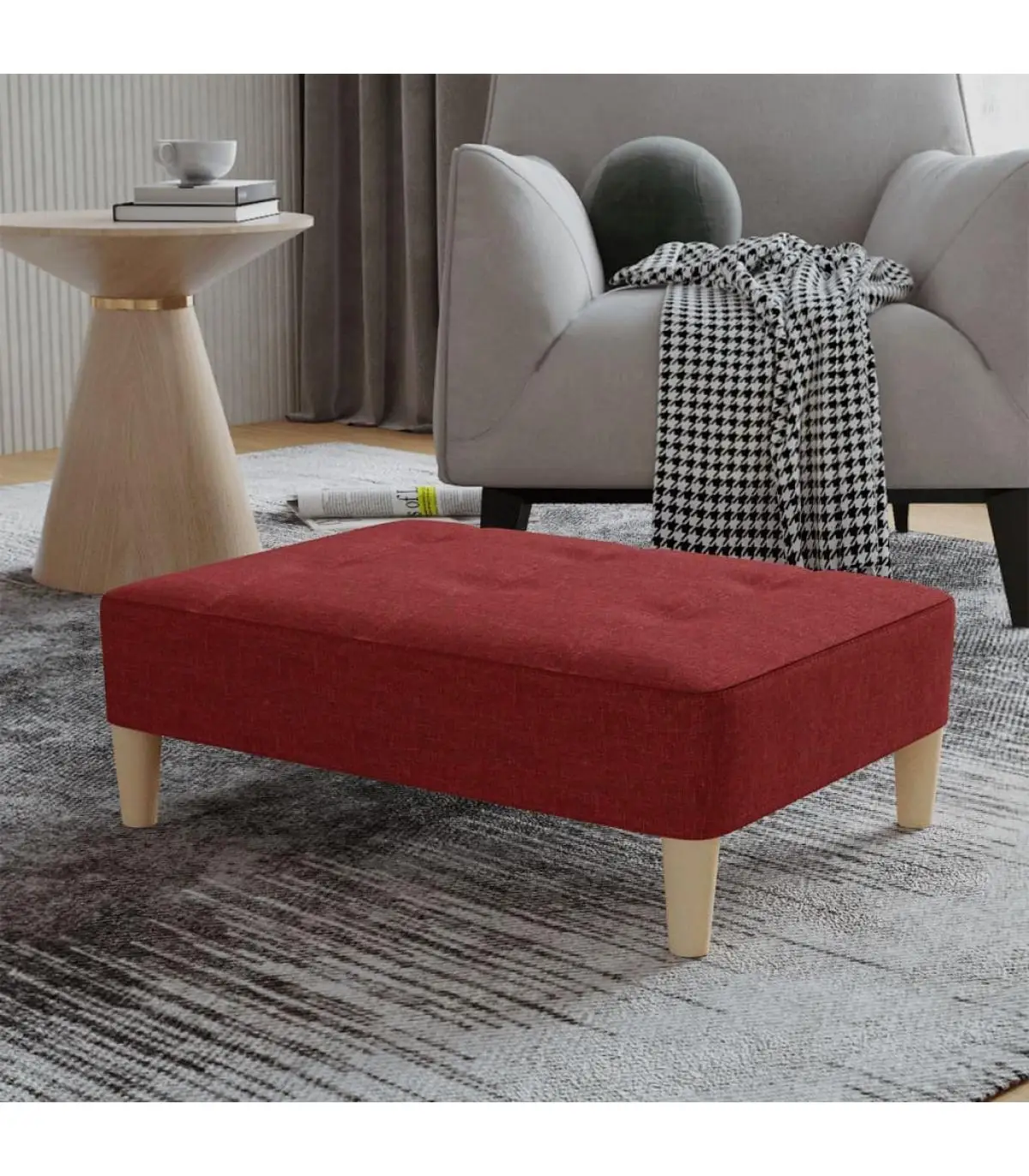 Ottomans red wine red fabric footrest 78x56x32 cm