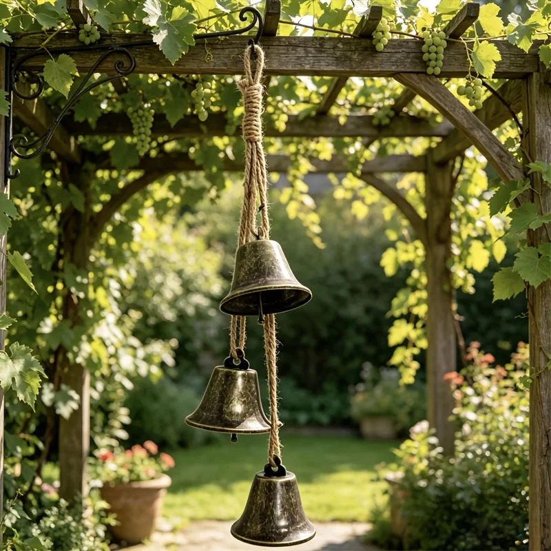 String Vintage Open-Ended Trumpet Metal Bells Ornament Christmas Farmhouse Wall Door farmhouse rustic decor wall hanging bell