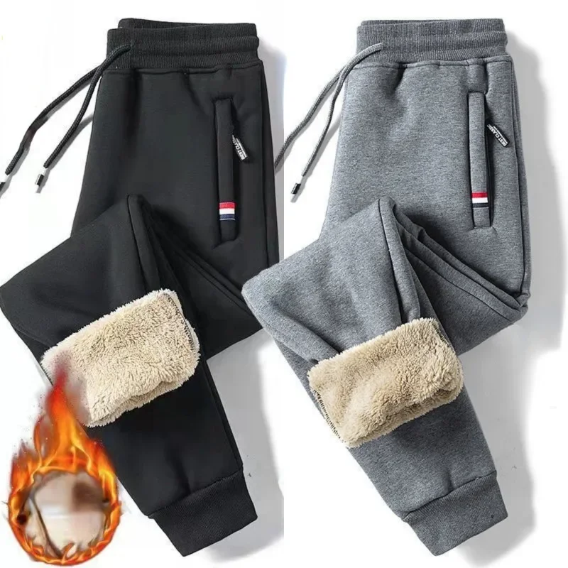 

Men Outdoor Thicken Fleece Pants Leisure Warm Cotton Trouser Winter Lambswool Pant High Quality Gym Sweatpant Drawstring Trouser