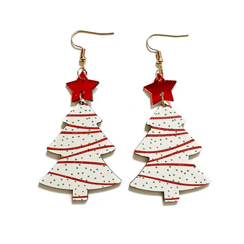 

Cut Acrylic Christmas Tree Dangle Drop Earings for Women Merry Xmas Jewelry Gift