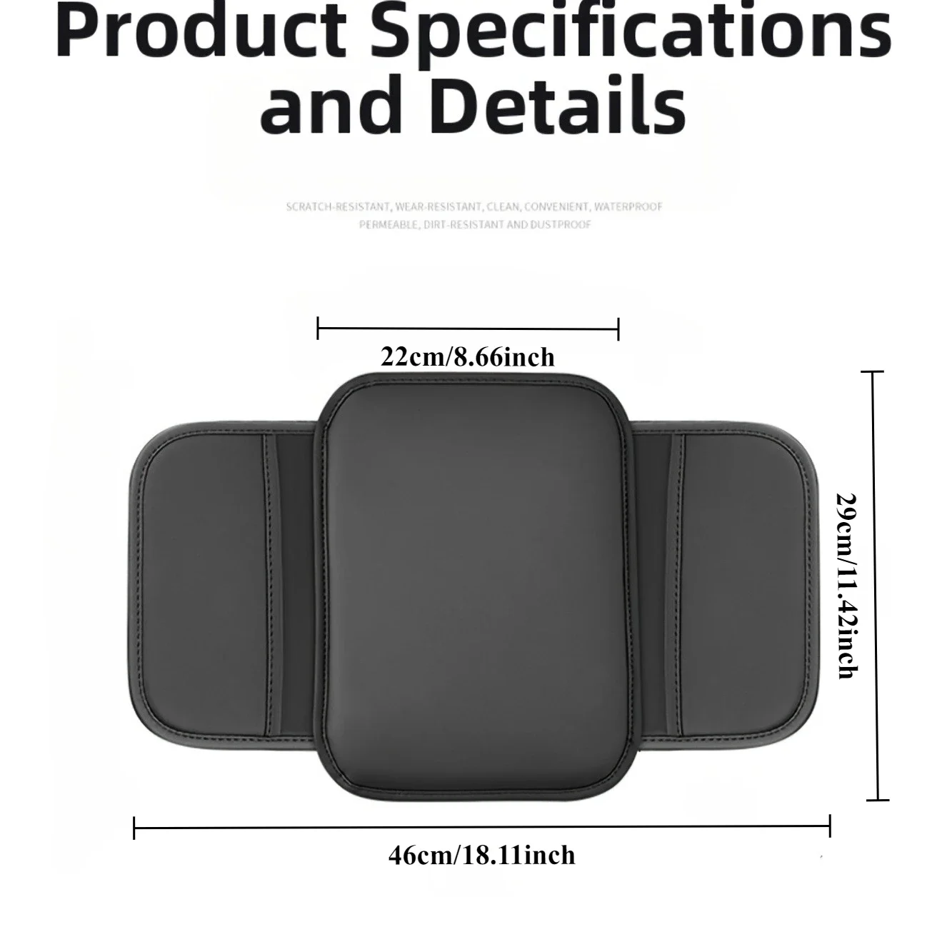 Car armrest pads with multi-functional storage pockets and raised soft padded center console dashboard, center console organizer