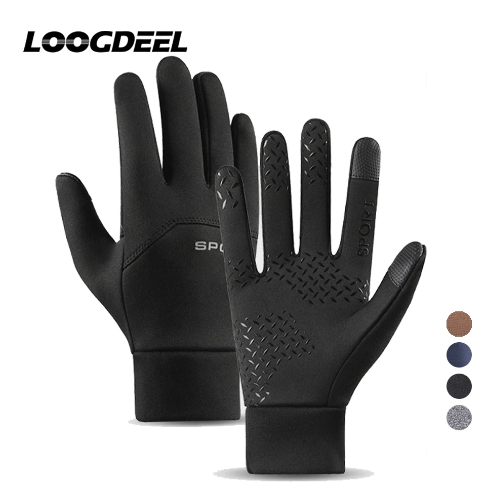 LOOGDEEL Running Gloves Men Women Non-slip Palm Touch Screen Anti-drop Windproof Thermal Warmth Sports Jogging Gloves Waterproof