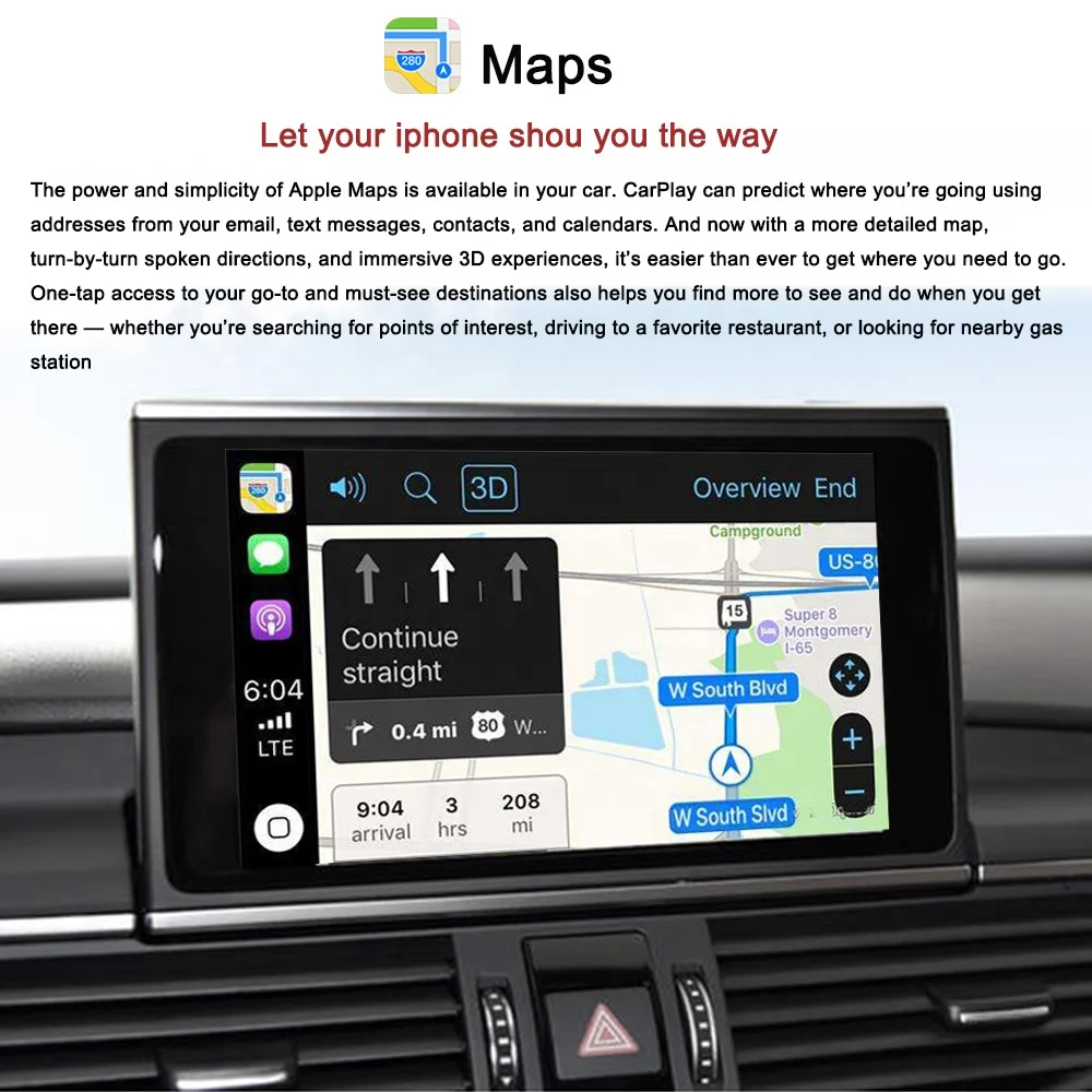 Car Multimedia Wireless Apple Carplay Module 3GMMI/RMC For AUDI A6 C6 C7 A7 CarPlay IOS14 Android Auto Video Camera Interface