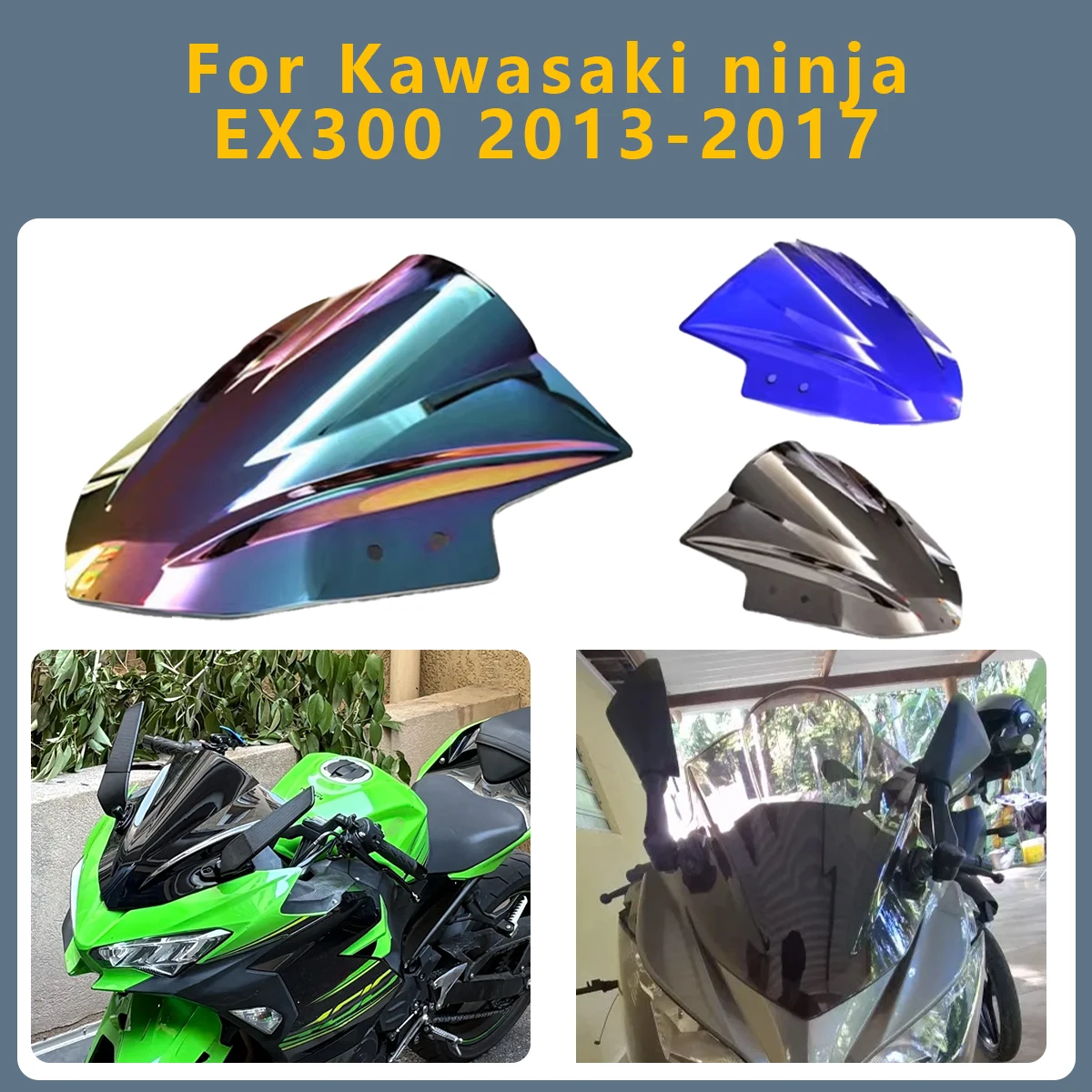 

Motorcycle Windscreen Windshield Double Bubble Screen Deflector For KAWASAKI Ninja 300 EX300 EX 300R 2013-2017 EX-300 EX-300R R