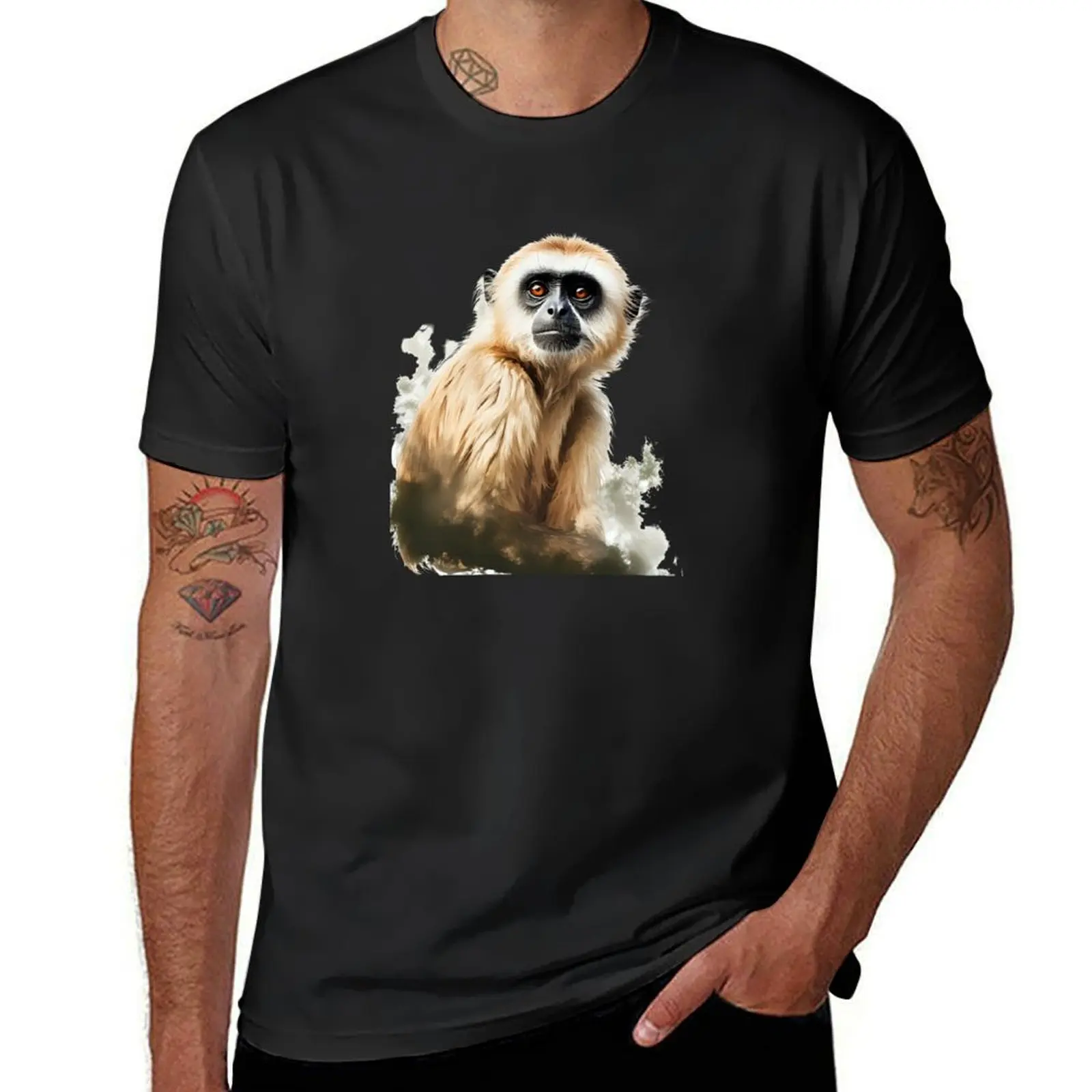 Gibbon portrait T-shirt heavyweights Aesthetic clothing tops mens t shirt