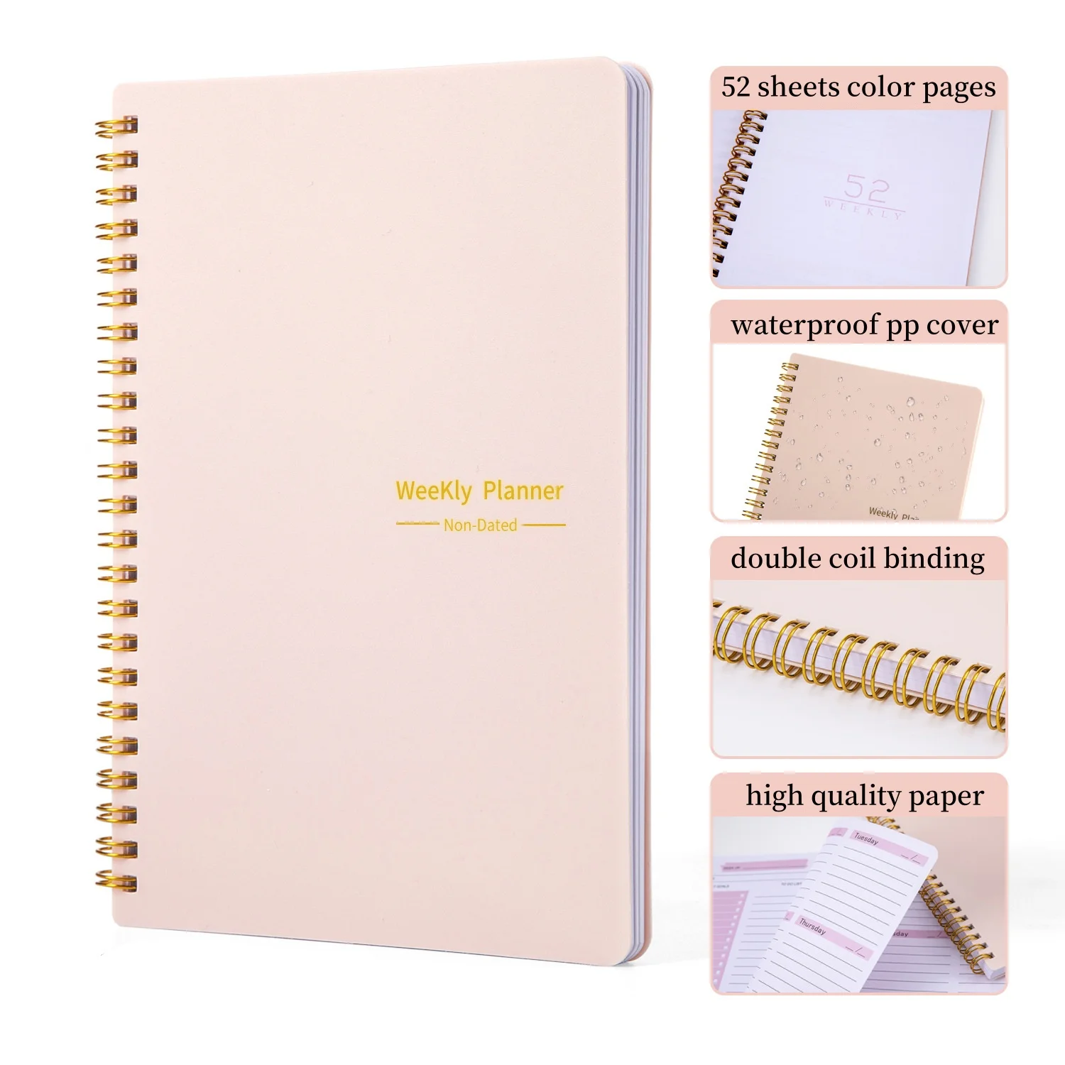 

2025 Planner A5 Notebook PP Cover Simple Coil Notepad Include 52 Weeks Daily Planner Portable Student Schedule Plan Notebook