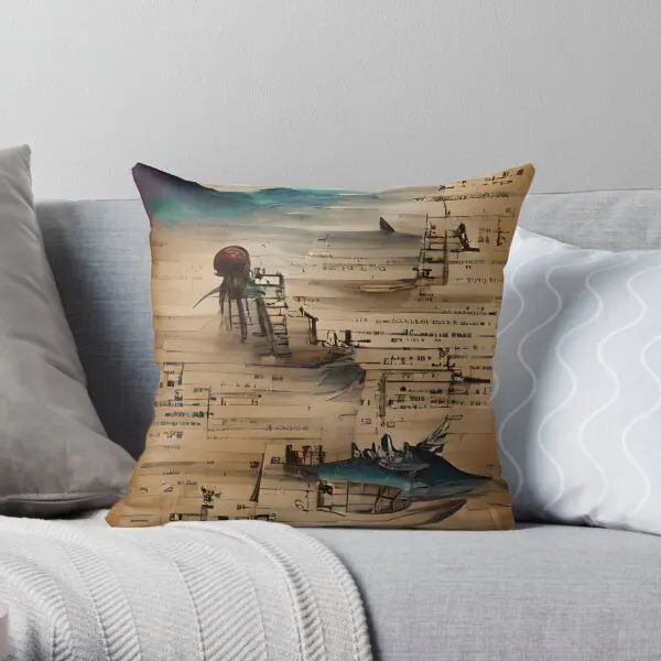 A Tale Of 20000 Leagues  Printing Throw Pillow Cover Decor Waist Soft Sofa Car Fashion Comfort Pillows not include One Side