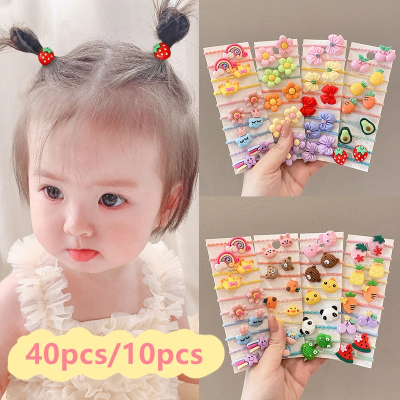 40PCS/10PCS Girls Hair Accessories Kids Hair Clip Toddler Elastic Hair Bands Baby Hair Wear Hair Styling Tool Headdress Headwear