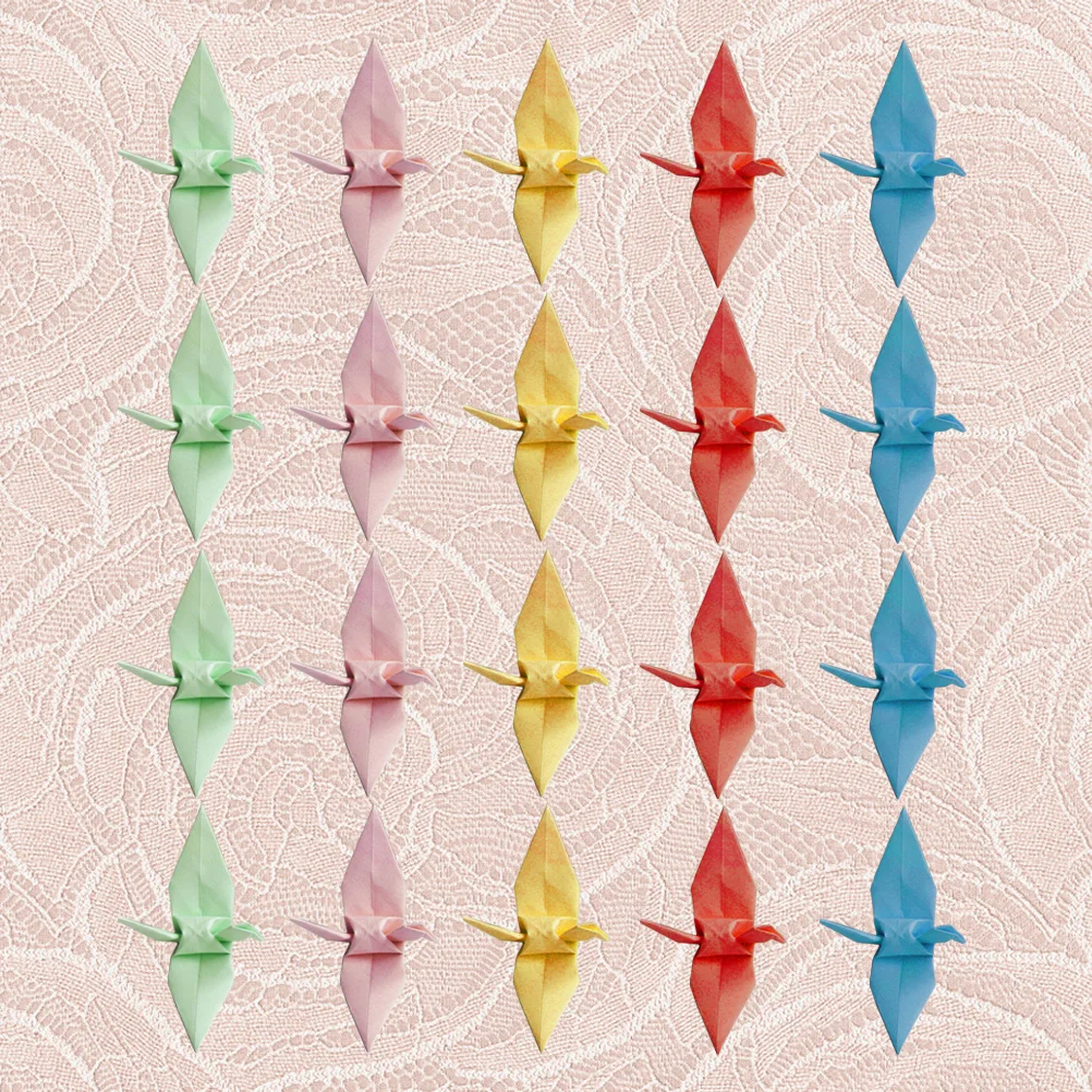 

100Pcs Origami Paper Crane Handmade Decorations 9cm Wedding Holiday DIY Party Home Decor Pearl Color Origami Crane