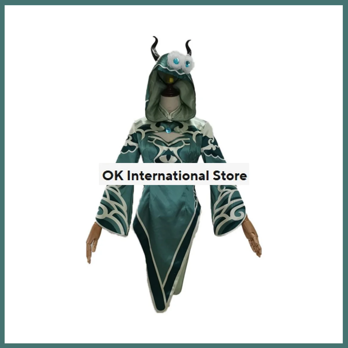 Anime Game Identity Ⅴ Fiona Gilman Priestess Cosplay Costume Green Hooded Dress Cheongsam Woman Sexy Carnival Christmas Suit