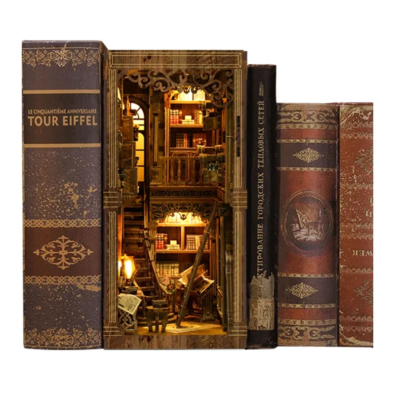 Nuevo Kit de Rompecabezas de Madera para Niños, Estilo Librería, Casa en Miniatura para Armar, con Cubierta Antipolvo