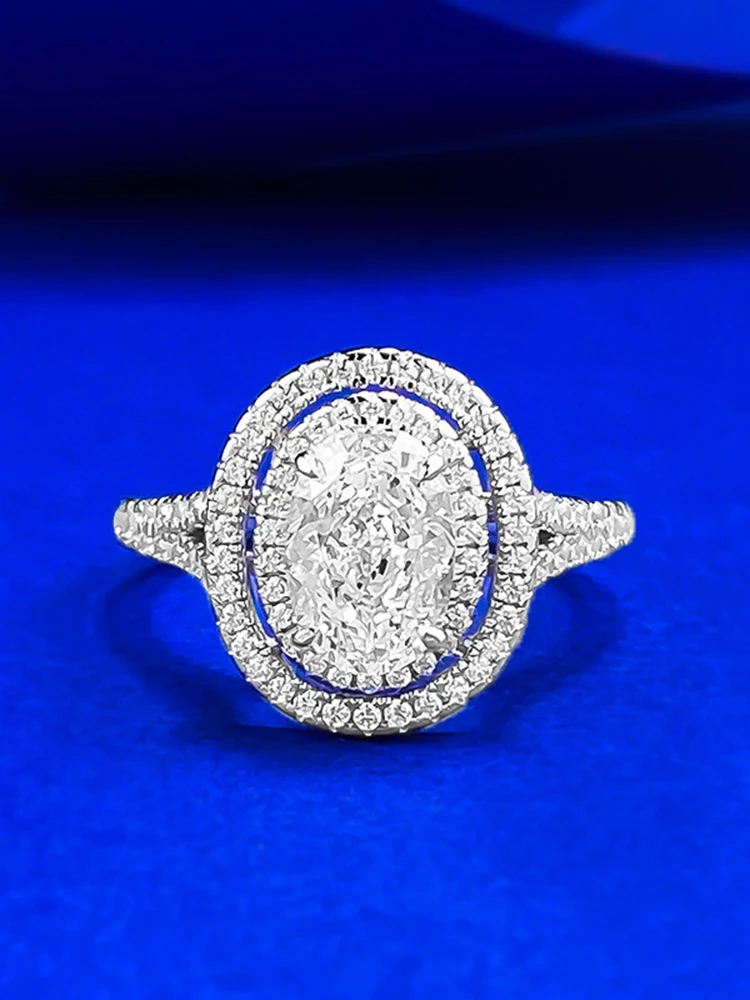

New European and American S925 Silver Full Diamond Pear shaped 7 * 11 High Carbon Diamond Ice Flower Water Drop Ring Cross borde