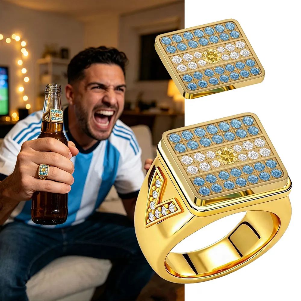 2026 Football Match Patriotic Argentina Flag Magnet Ring for Men Women Interchangeable Charm Jewelry Pride Ring