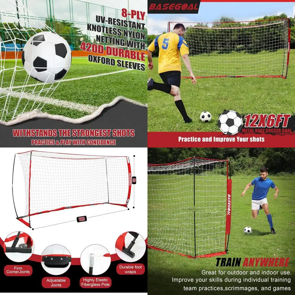 

Portable Soccer Goals with Collapsible Metal Base, Soccer Net, and Agility Ladder for Backyard Play