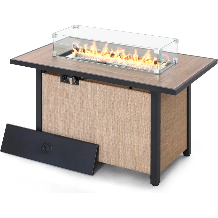

43 Propane Fire Pit CSAListed Outdoor Fire Pit Table with 50000 BTU Output Featuring a Protective Lid Glass Wind Guard Decorati