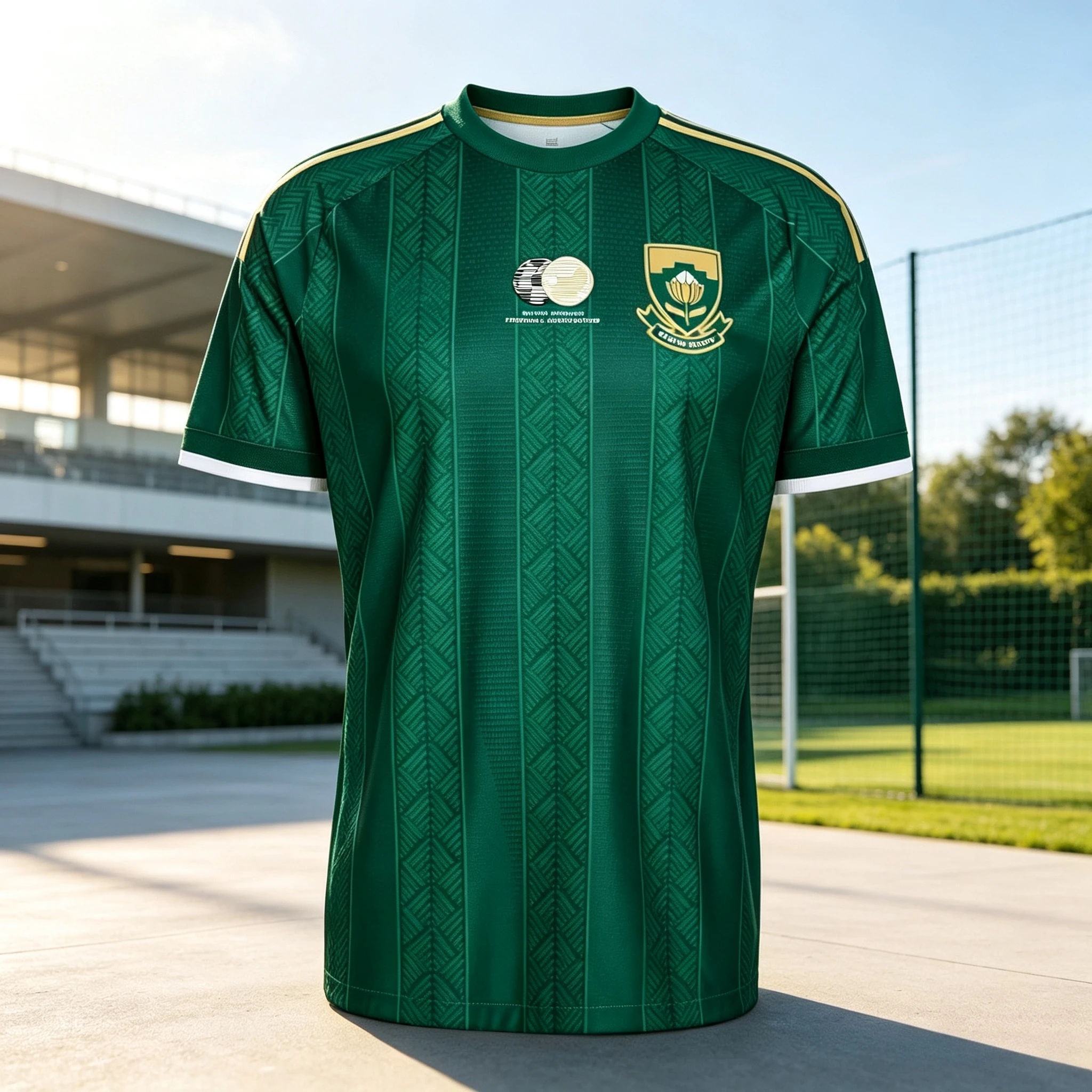 2026 South African National Team Fan Uniform 3D lightweight Quick Drying Breathable Summer T-Shirt with Shoulder and Round Neck