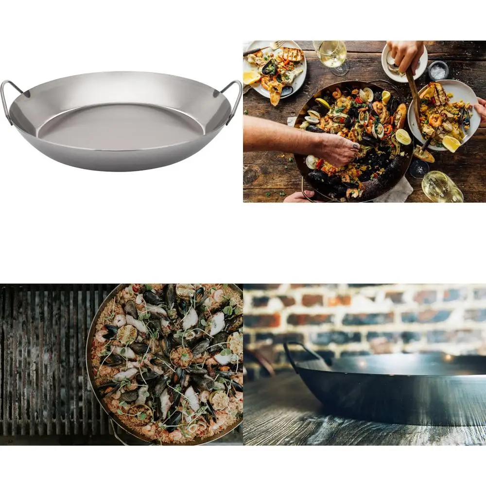 

Сковорода для паэли из черной углеродистой стали, 14,25 дюйма, большая кухонная поверхность для аутентичной испанской кухни