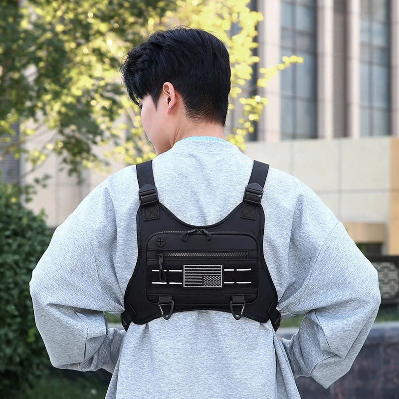 الرجال تشغيل حقيبة صدر للرجال الرياضة في الهواء الطلق متعددة الوظائف الجبهة تلاعب الصدر الحقيبة الدراجات سترة صيد الصالة الرياضية السفر التخييم على ظهره #5