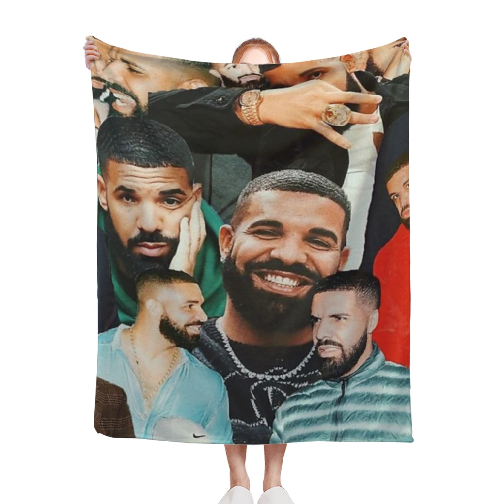 

drake collage Blanket Flange Textile Decor Portable Super Soft Throw Blankets for Home Office Plush Thin Quilt