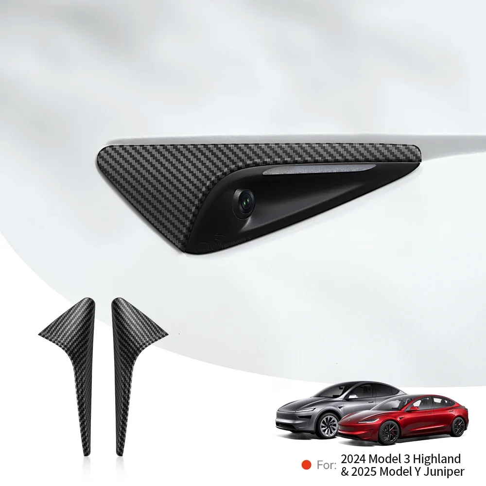 

YZ Turn Signal Camera Trim Cover forTesla Model3Y 202-2026 Accessories Side Leaf Board Protector ABS Matte Carbon Fiber Pattern