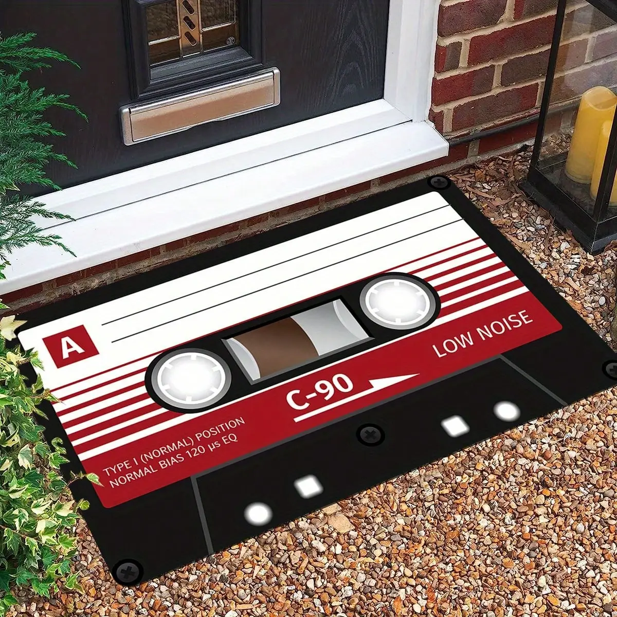 1pc Music Tape Design Entrance - Non-Slip, Polyester Floor With Cassette Tape Pattern, Quick Dry, Indoor/Outdoor Use In Entryway, Kitchen, Or Home Decor, Music